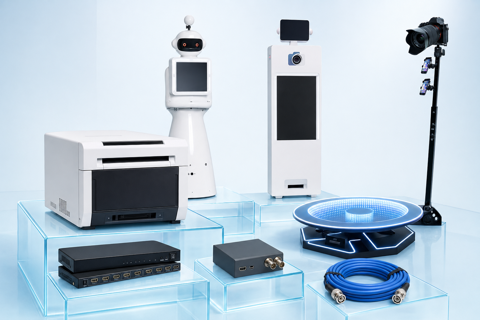 DNP RX1 photo printer, photo booths, 360 video booth, HDMI equipment and professional SDI cable